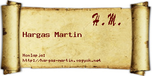 Hargas Martin névjegykártya